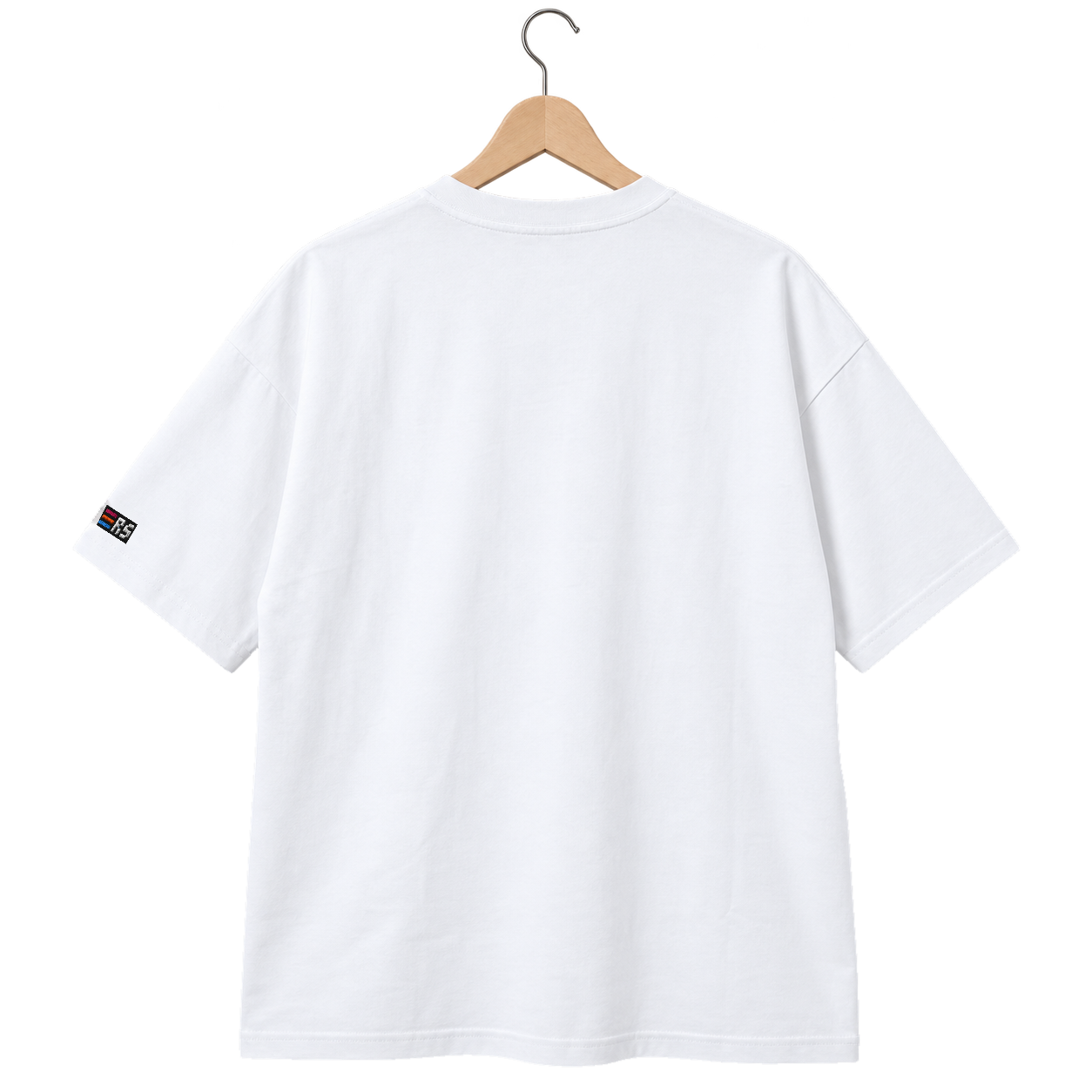 Pixel Ente – Besticktes Bio Oversized T-Shirt · Weiß · Rückansicht